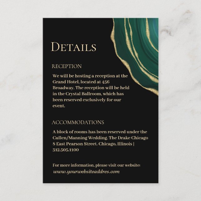 Green  gold agate black enclosure card (Front)