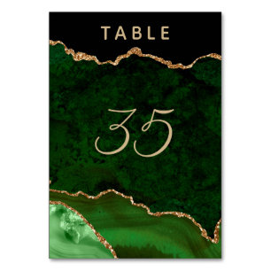 Green Gold Agate Geode Wedding Table Number