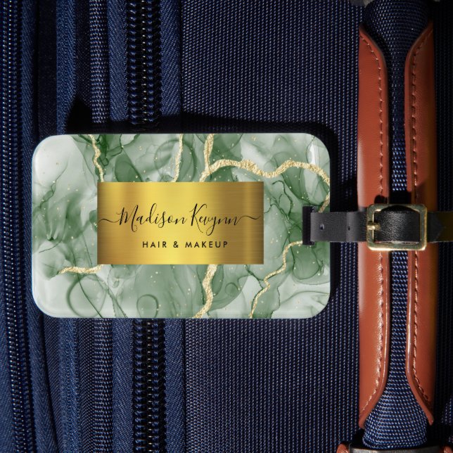 Green Gold Agate  Luggage Tag (Front Insitu 4)