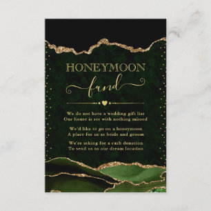 Green & Gold Agate Wedding Honeymoon Fund Enclosure Card