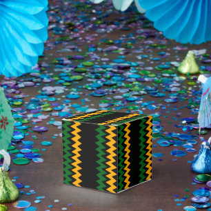 Green Gold And Black Chevron Design Favour Box