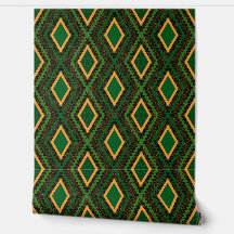 Green Gold And Black Geometric Tribal Style Print