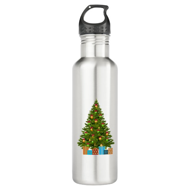 Green, Gold, and Gifts with Green Tree 710 Ml Water Bottle (Front)