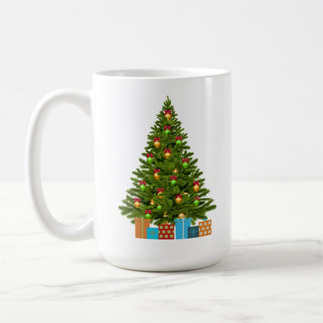 Green, Gold, and Gifts with Green Tree Coffee Mug (Left)