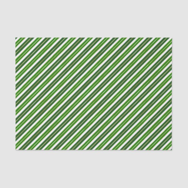 Green, Gold and White Christmas Stripes Tissue Paper (Front)
