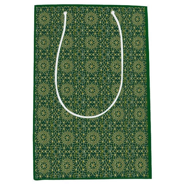 Green & Gold Arabesque Gift Bag (Front)