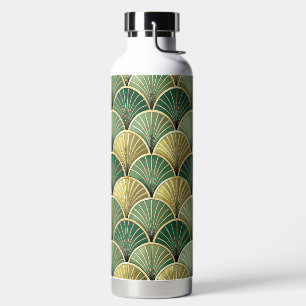 GREEN & GOLD ART DECO PATTERNS WATER BOTTLE