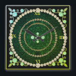 Green & Gold Art Deco Wall Clock<br><div class="desc">This clock is made to look as if it came from the art deco period - with a lot of metallic and gemstones for the richness. They make great gifts for people buying a new home or e-decorating. You can find this clock at Home Comfort in the 'Tick Tock Time...</div>