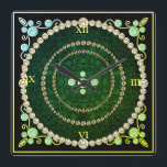 Green & Gold Art Deco Wall Clock<br><div class="desc">This clock is made to look as if it came from the art deco period - with a lot of metallic and gemstones for the richness. They make great gifts for people buying a new home or e-decorating. You can find this clock at Home Comfort in the 'Tick Tock Time...</div>