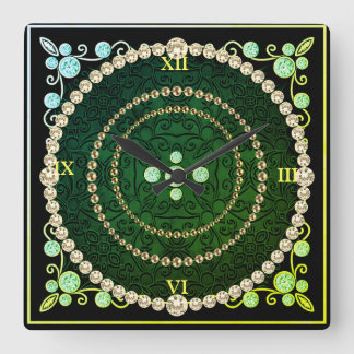 Green & Gold Art Deco Wall Clock