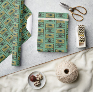 Green Gold Art Nouveau Christmas Wrapping Paper