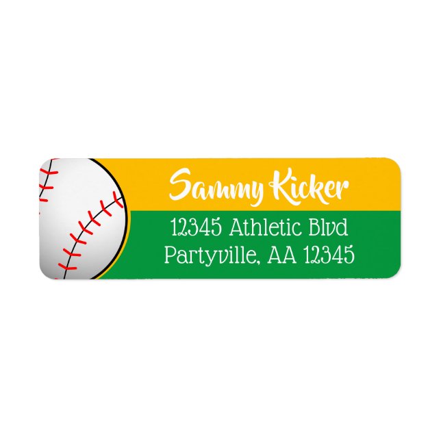 Green & Gold Baseball Address (Front)