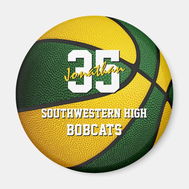 green gold basketball club team colours magnet (Front)