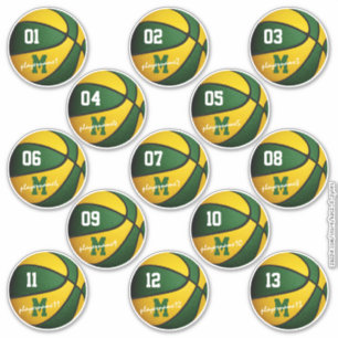 green gold basketball custom 13 players names
