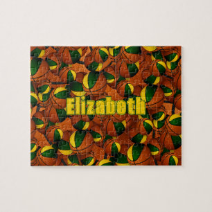 green gold basketball girls boys team colours jigsaw puzzle