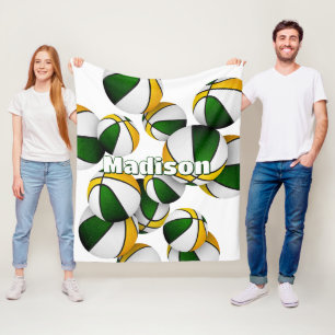 green gold basketball team colors sports decor fleece blanket