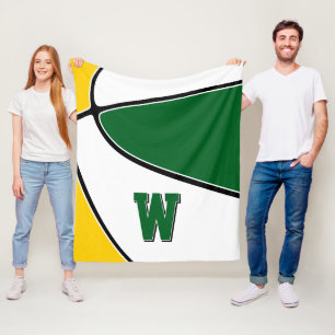 green gold basketball team colours boys girls fleece blanket