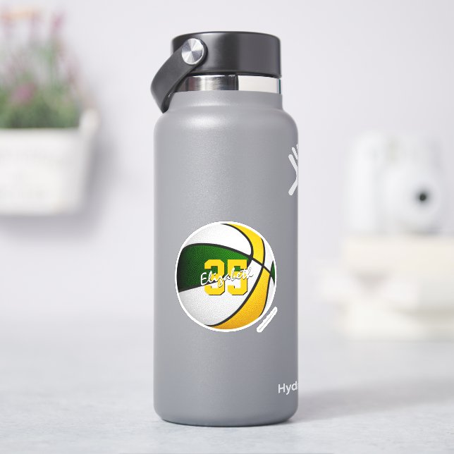 green gold basketball team colours player name (HydroFlask)