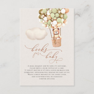 Green Gold Bear Balloons Baby Books Enclosure Card
