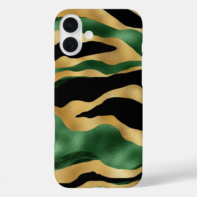Green Gold Black Glitter Waves Case-Mate iPhone Case (Back)