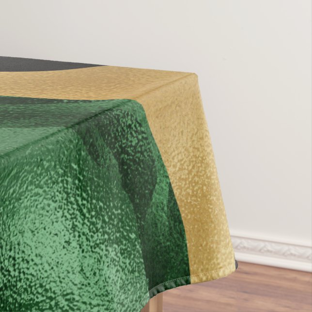 Green Gold Black Glitter Waves Tablecloth (In Situ)