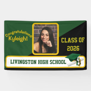 Green, Gold, & Black Graduation Banner