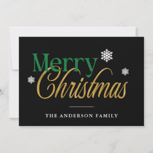Green Gold Black Merry Christmas Holiday Card