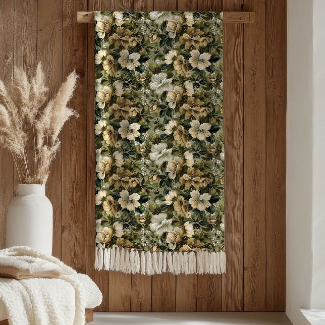 Green Gold Blanket Pastel Botanical Cottage Vibe (Green Gold Blanket Pastel Botanical Cottage Vibe)