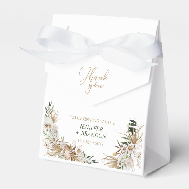 Green & Gold Bohemian Boho Wedding Favour Bags Favour Box (Front Side)