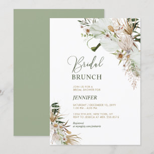 Green & Gold Boho Botanical Bridal Brunch Invitation