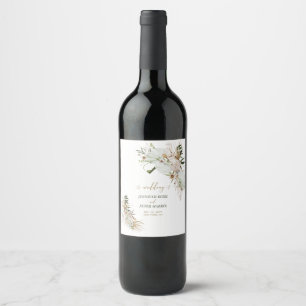 Green & Gold Boho Botanical Wedding Favour Wine Label
