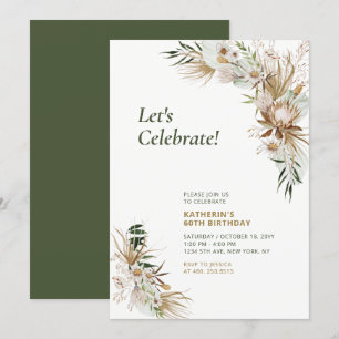 Green & Gold Boho Milestone Adult Birthday Party Invitation
