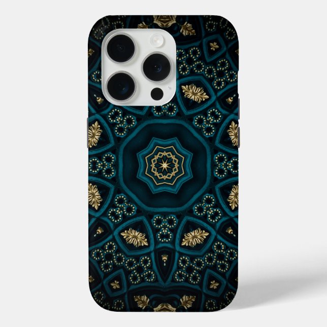 Green Gold Boho Rosette Mandala Case-Mate iPhone Case (Back)