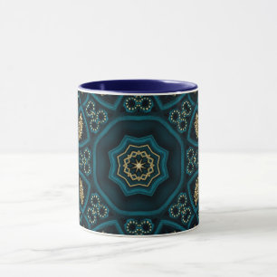 Green Gold Boho Rosette Mandala Mug