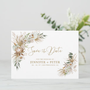 Green & Gold Boho Wedding Save The Date Card