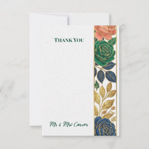 Green Gold Botanical Wedding Thank You Card