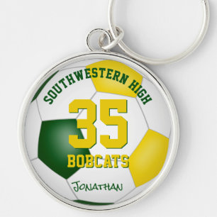 green gold boys girls sports team name soccer key ring