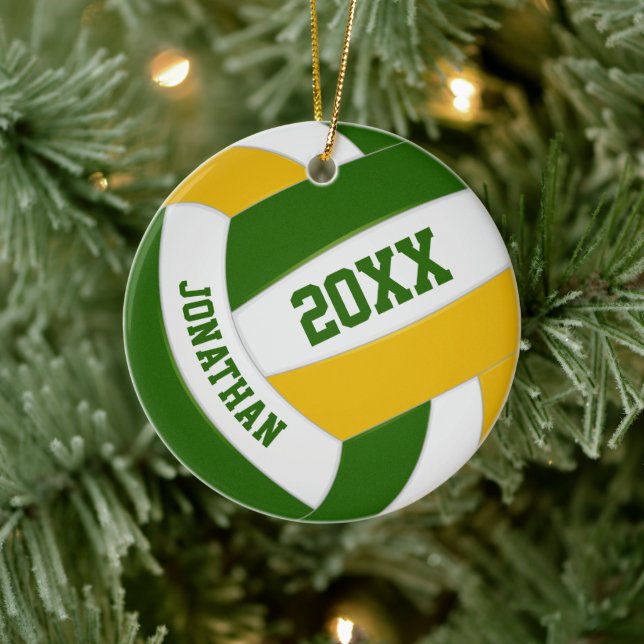 green gold boys girls team colors volleyball ceramic tree decoration (Tree)
