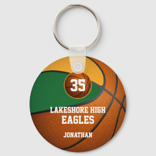 Green gold boys' sports basketball team spirit key ring