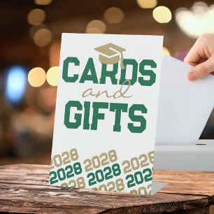 Green & Gold Cards & Gifts Graduation Table Pedestal Sign