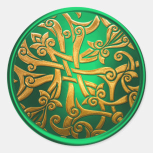 Green Gold Celtic Damask Envelope Seal