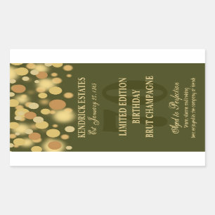 Green Gold Champagne Bubbles Birthday Label 750ml