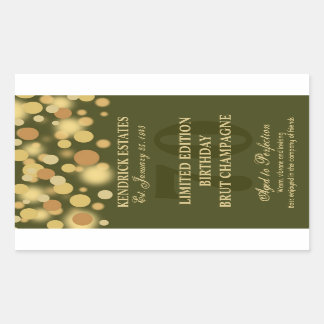 Green Gold Champagne Bubbles Birthday Label 750ml