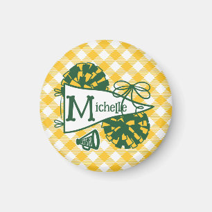 Green Gold Cheer Pennant Personalised Locker Magnet