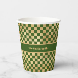 Green Gold Chequered Paper cup