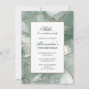 Green Gold Chic Luxury Surprise 77th birthday Invitation