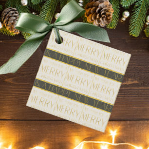 Green Gold Christmas Pattern#35 ID1009 Favour Tags