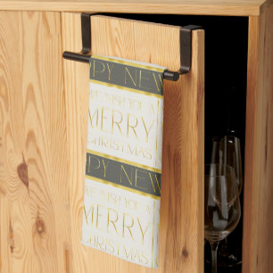 Green Gold Christmas Pattern#35 ID1009 Tea Towel