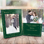 Green Gold Christmas Snowfall 2 Photo Holiday Card<br><div class="desc">Green Gold Christmas Snowfall 2 Photo Holiday Card</div>
