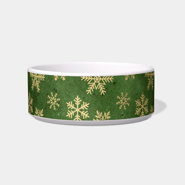 GREEN GOLD CHRISTMAS THEME PET BOWL (Front)